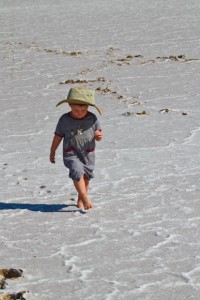At Lake Eyre (lucky kid was light enough not to sink through the salt crust).