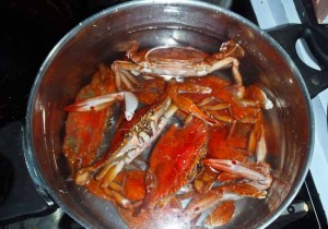 Crabs cooking