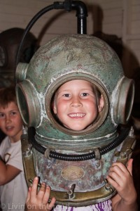 The pearl divers wore helmets like these underwater until the 1970s.